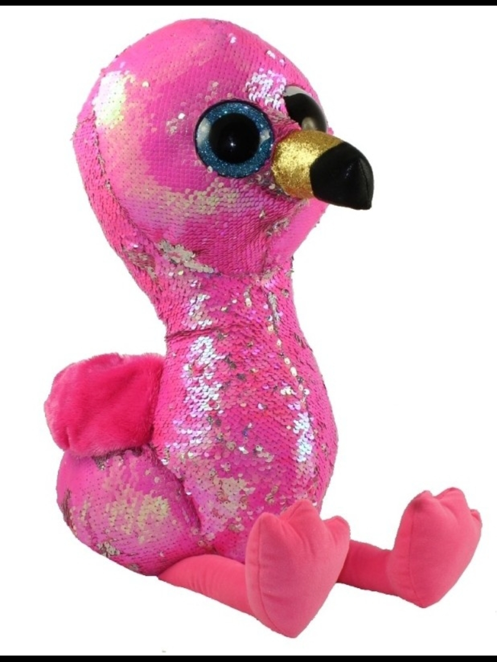 TY Flippables Reversible Sequin Plush Toy Stuffy:PINKY the Flamingo (LARGE Size)